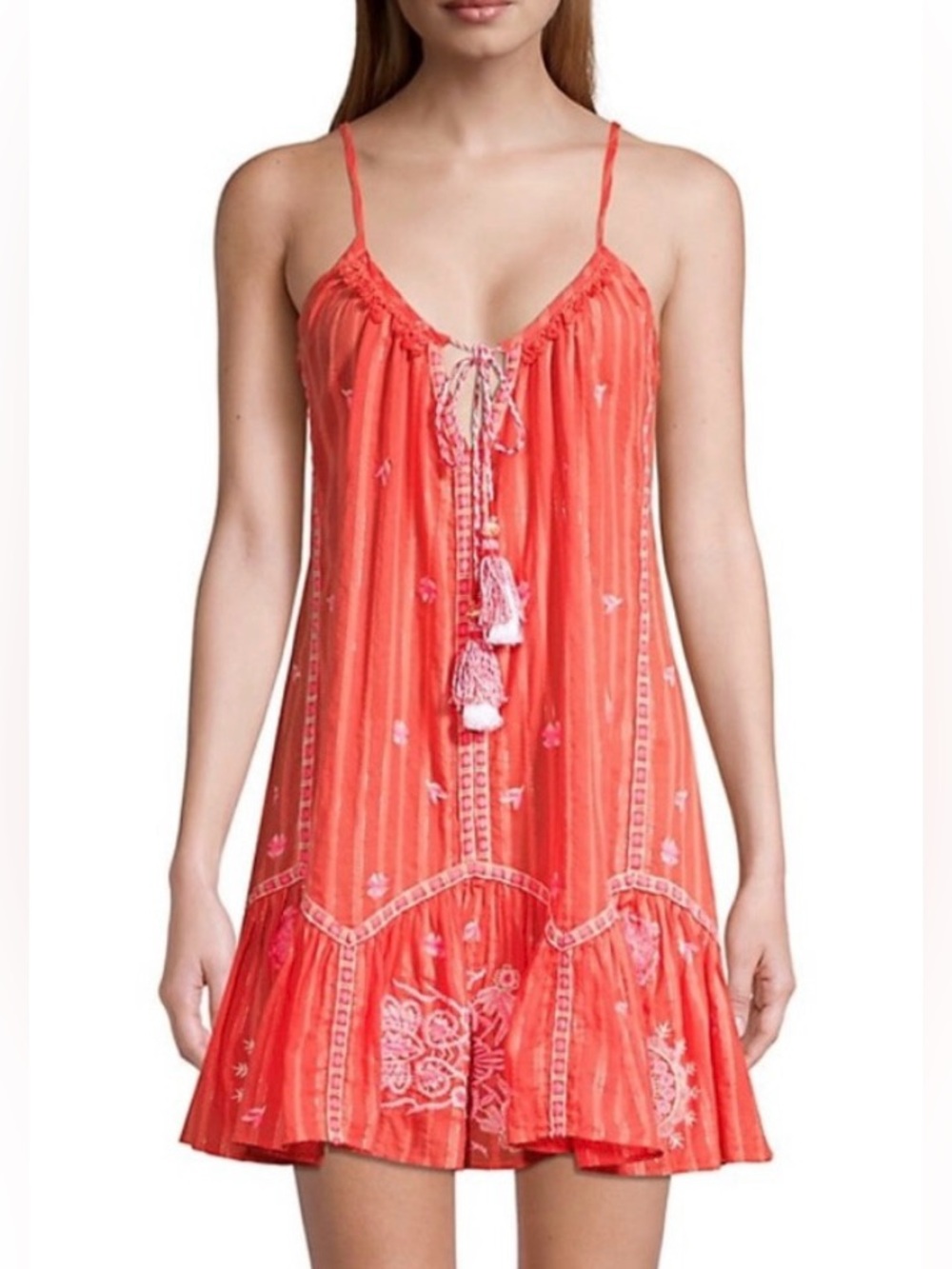 Ramy Brook Selma Embroidered Cotton Mini Dress Medium